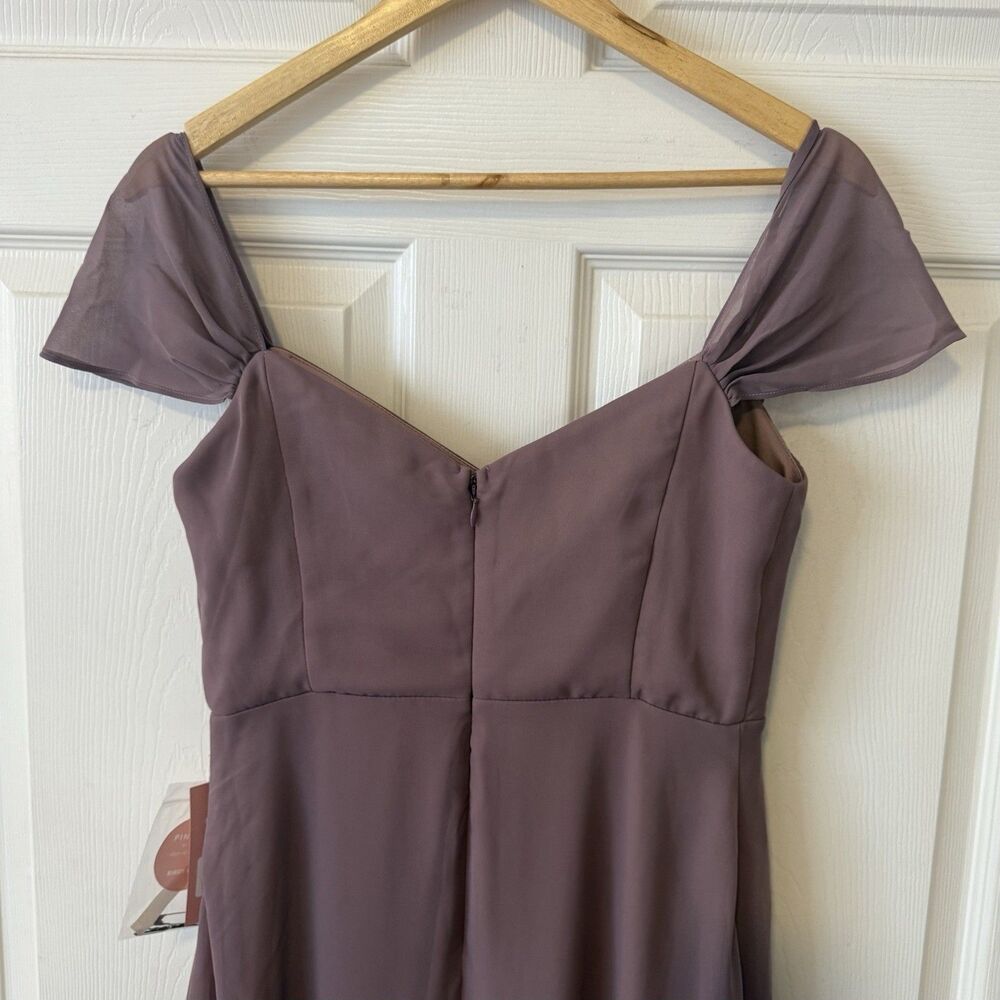 NWT Birdy Grey Spence Bridesmaid Dress Size Small Dark Mauve Off-Shoulder Gown - Picture 5 of 12